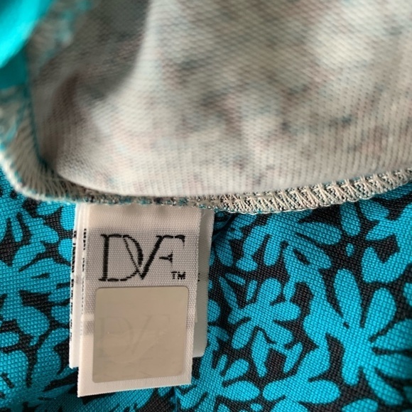 DVF Diane von Furstenberg Beth Meadow teal blue flower shift dress silk new 2 - Picture 7 of 7